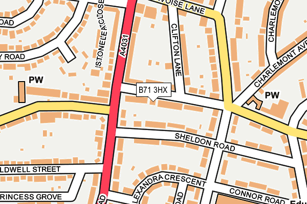 B71 3HX map - OS OpenMap – Local (Ordnance Survey)