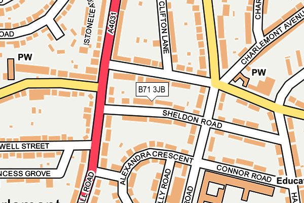 B71 3JB map - OS OpenMap – Local (Ordnance Survey)