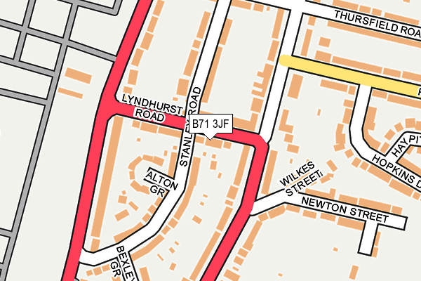 B71 3JF map - OS OpenMap – Local (Ordnance Survey)