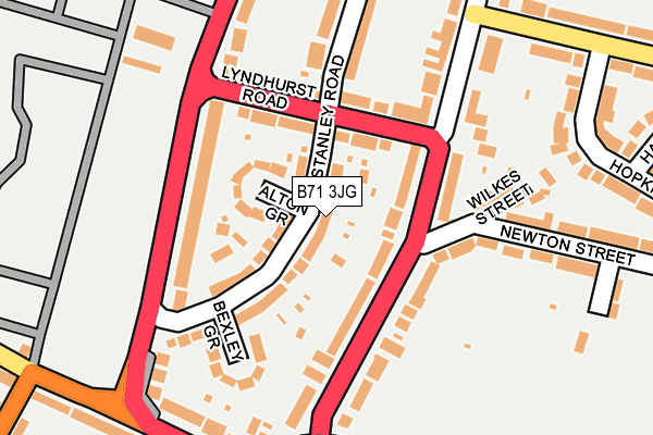 B71 3JG map - OS OpenMap – Local (Ordnance Survey)
