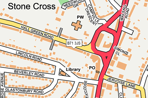 B71 3JS map - OS OpenMap – Local (Ordnance Survey)