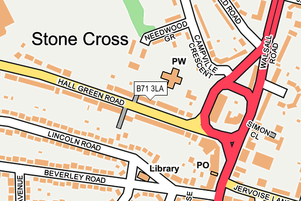 B71 3LA map - OS OpenMap – Local (Ordnance Survey)