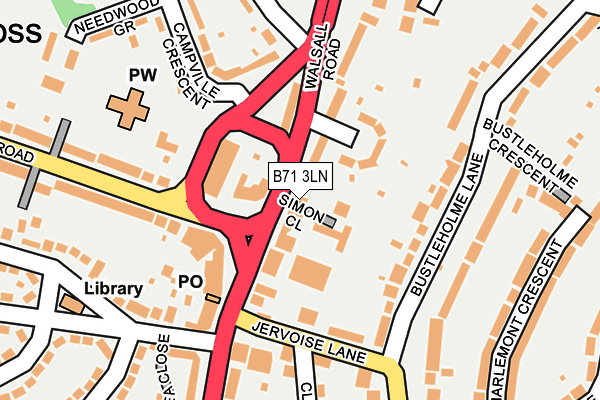B71 3LN map - OS OpenMap – Local (Ordnance Survey)
