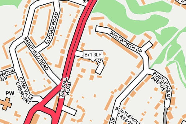 B71 3LP map - OS OpenMap – Local (Ordnance Survey)