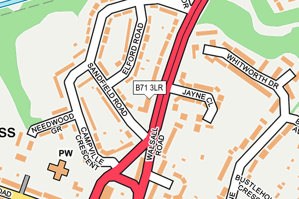 B71 3LR map - OS OpenMap – Local (Ordnance Survey)