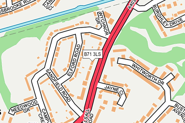 B71 3LS map - OS OpenMap – Local (Ordnance Survey)