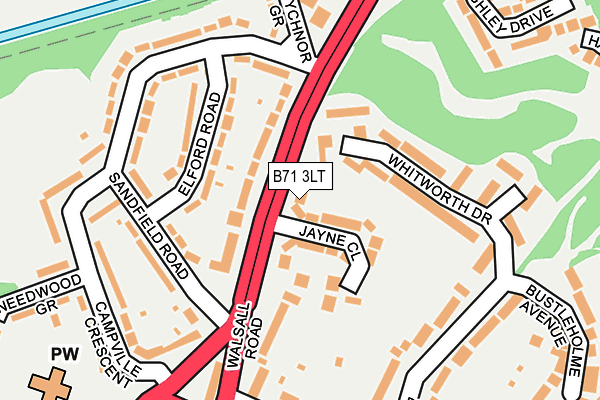 B71 3LT map - OS OpenMap – Local (Ordnance Survey)