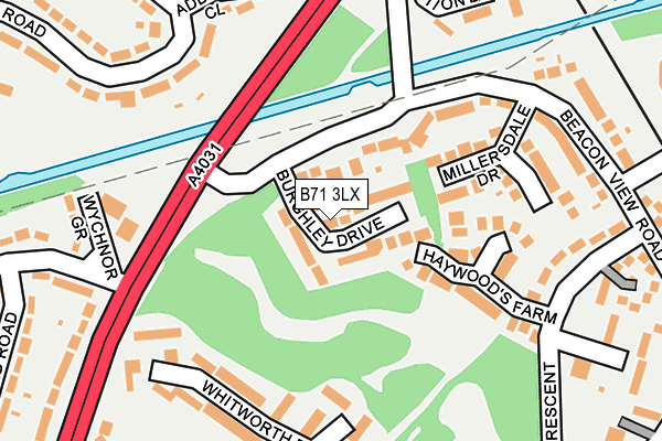 B71 3LX map - OS OpenMap – Local (Ordnance Survey)
