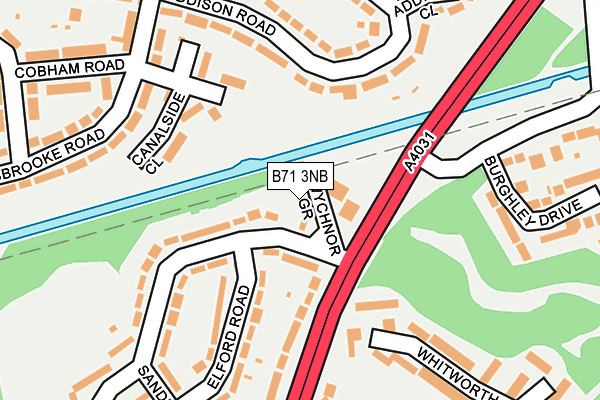 B71 3NB map - OS OpenMap – Local (Ordnance Survey)