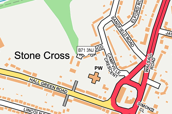 B71 3NJ map - OS OpenMap – Local (Ordnance Survey)