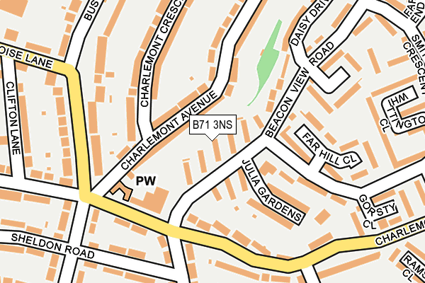 B71 3NS map - OS OpenMap – Local (Ordnance Survey)
