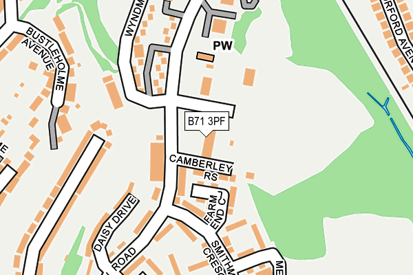 B71 3PF map - OS OpenMap – Local (Ordnance Survey)