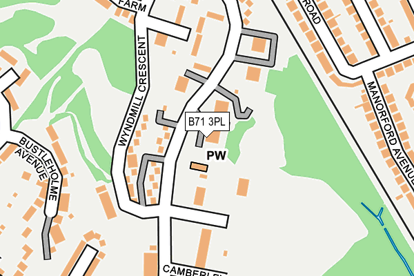 B71 3PL map - OS OpenMap – Local (Ordnance Survey)