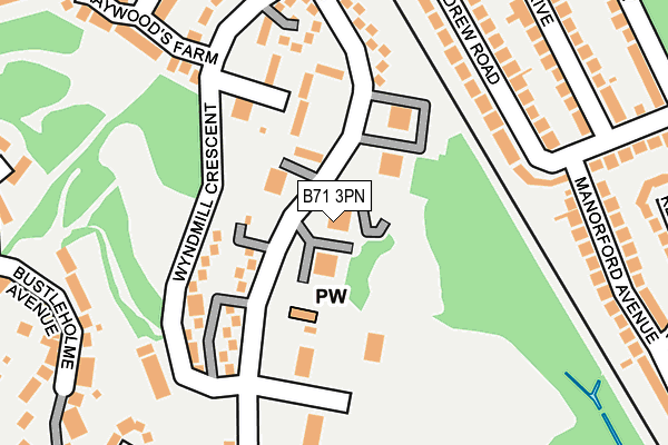 B71 3PN map - OS OpenMap – Local (Ordnance Survey)