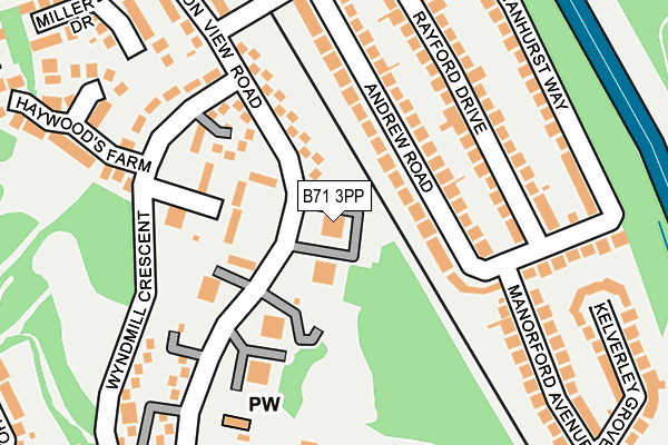 B71 3PP map - OS OpenMap – Local (Ordnance Survey)