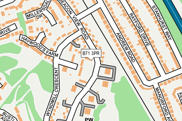 B71 3PR map - OS OpenMap – Local (Ordnance Survey)