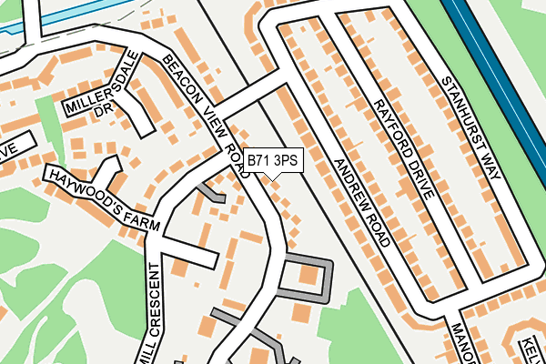 B71 3PS map - OS OpenMap – Local (Ordnance Survey)