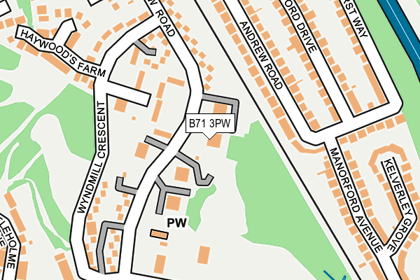 B71 3PW map - OS OpenMap – Local (Ordnance Survey)