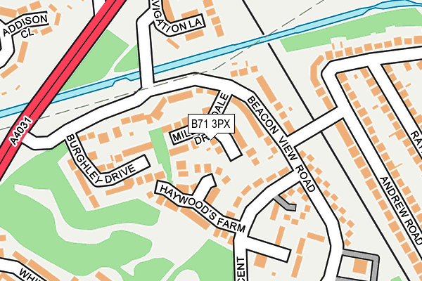 B71 3PX map - OS OpenMap – Local (Ordnance Survey)