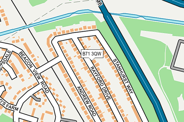 B71 3QW map - OS OpenMap – Local (Ordnance Survey)