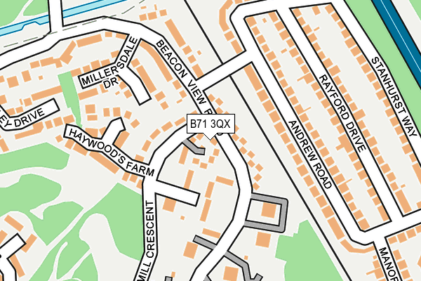 B71 3QX map - OS OpenMap – Local (Ordnance Survey)