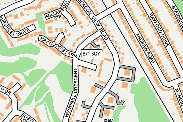 B71 3QY map - OS OpenMap – Local (Ordnance Survey)