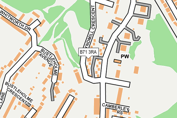 B71 3RA map - OS OpenMap – Local (Ordnance Survey)