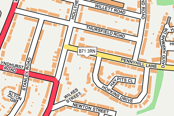 B71 3RN map - OS OpenMap – Local (Ordnance Survey)
