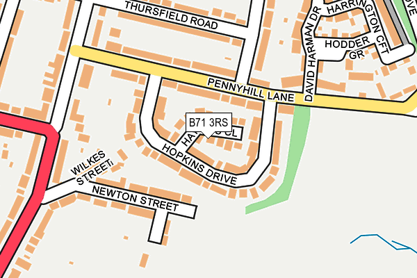 B71 3RS map - OS OpenMap – Local (Ordnance Survey)