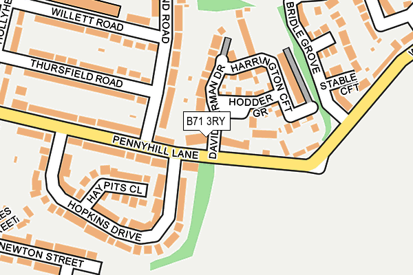 B71 3RY map - OS OpenMap – Local (Ordnance Survey)