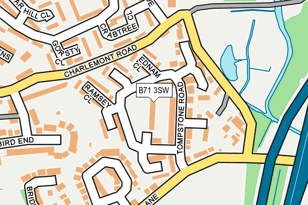 B71 3SW map - OS OpenMap – Local (Ordnance Survey)