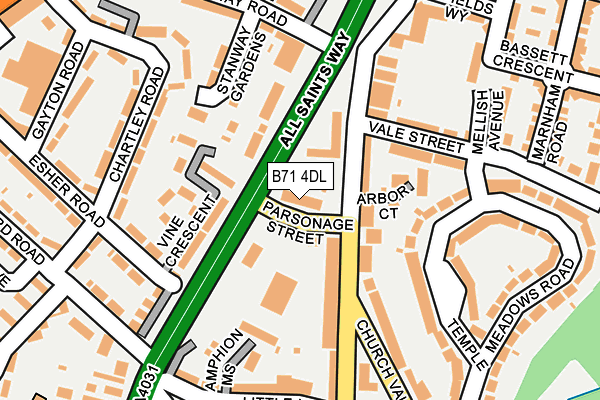 B71 4DL map - OS OpenMap – Local (Ordnance Survey)
