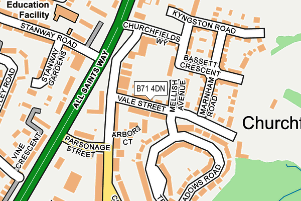 B71 4DN map - OS OpenMap – Local (Ordnance Survey)