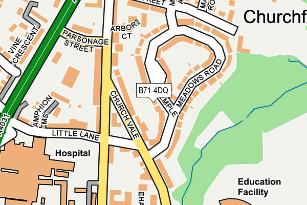 B71 4DQ map - OS OpenMap – Local (Ordnance Survey)