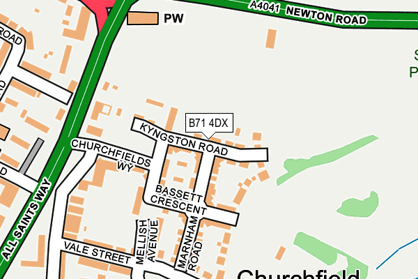 B71 4DX map - OS OpenMap – Local (Ordnance Survey)