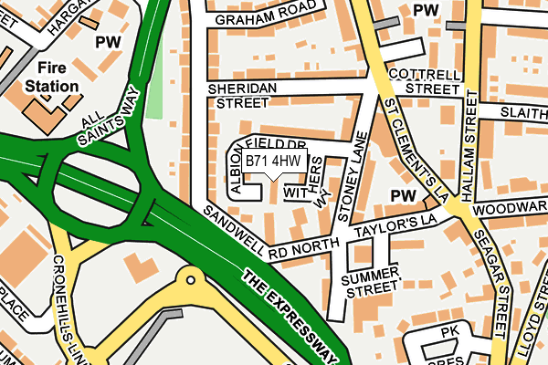 B71 4HW map - OS OpenMap – Local (Ordnance Survey)
