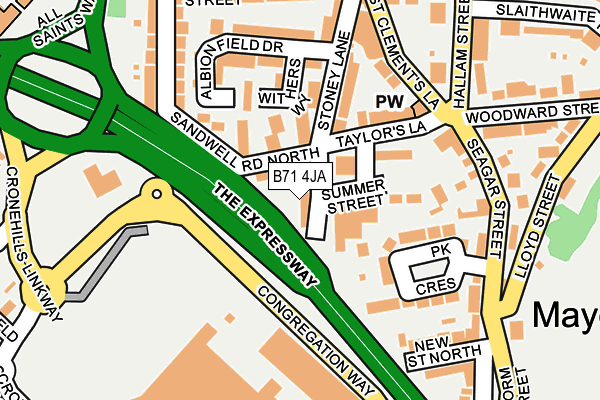 B71 4JA map - OS OpenMap – Local (Ordnance Survey)