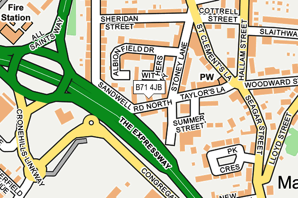 B71 4JB map - OS OpenMap – Local (Ordnance Survey)