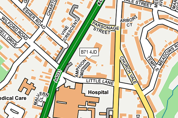 B71 4JD map - OS OpenMap – Local (Ordnance Survey)