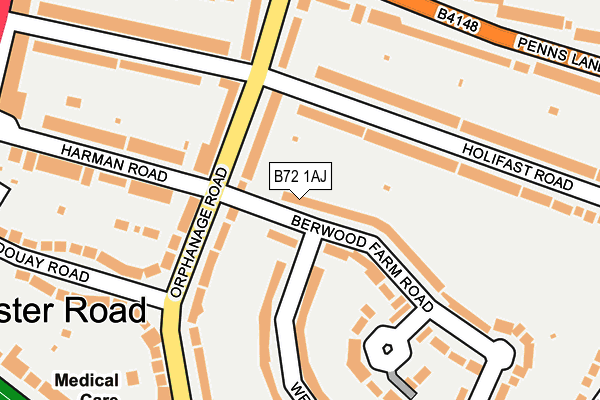 B72 1AJ map - OS OpenMap – Local (Ordnance Survey)