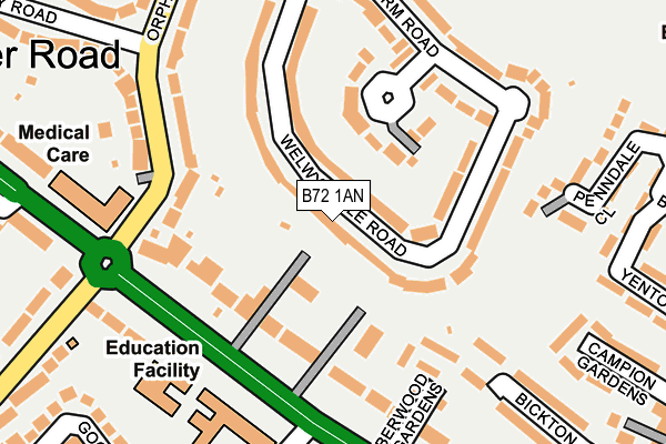 B72 1AN map - OS OpenMap – Local (Ordnance Survey)