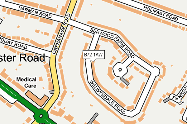 B72 1AW map - OS OpenMap – Local (Ordnance Survey)