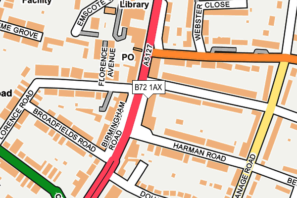 B72 1AX map - OS OpenMap – Local (Ordnance Survey)