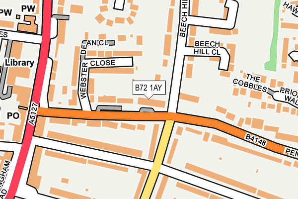 B72 1AY map - OS OpenMap – Local (Ordnance Survey)