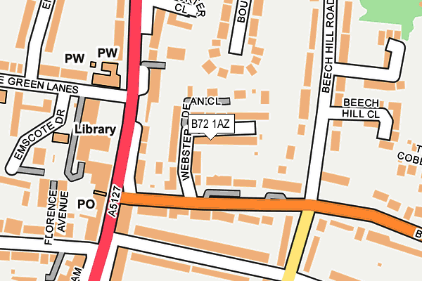 B72 1AZ map - OS OpenMap – Local (Ordnance Survey)