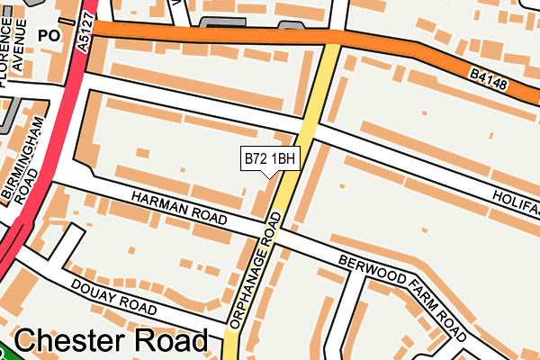 B72 1BH map - OS OpenMap – Local (Ordnance Survey)