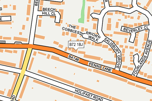 B72 1BJ map - OS OpenMap – Local (Ordnance Survey)