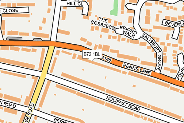 B72 1BL map - OS OpenMap – Local (Ordnance Survey)