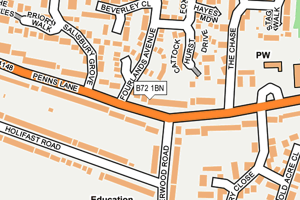 B72 1BN map - OS OpenMap – Local (Ordnance Survey)