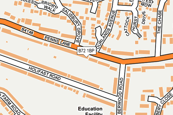 B72 1BP map - OS OpenMap – Local (Ordnance Survey)